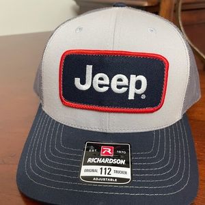 Jeep Richardson gray and navy trucker with logo patch hat cap